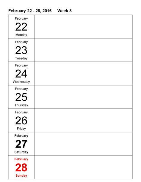  printable weekly calendars