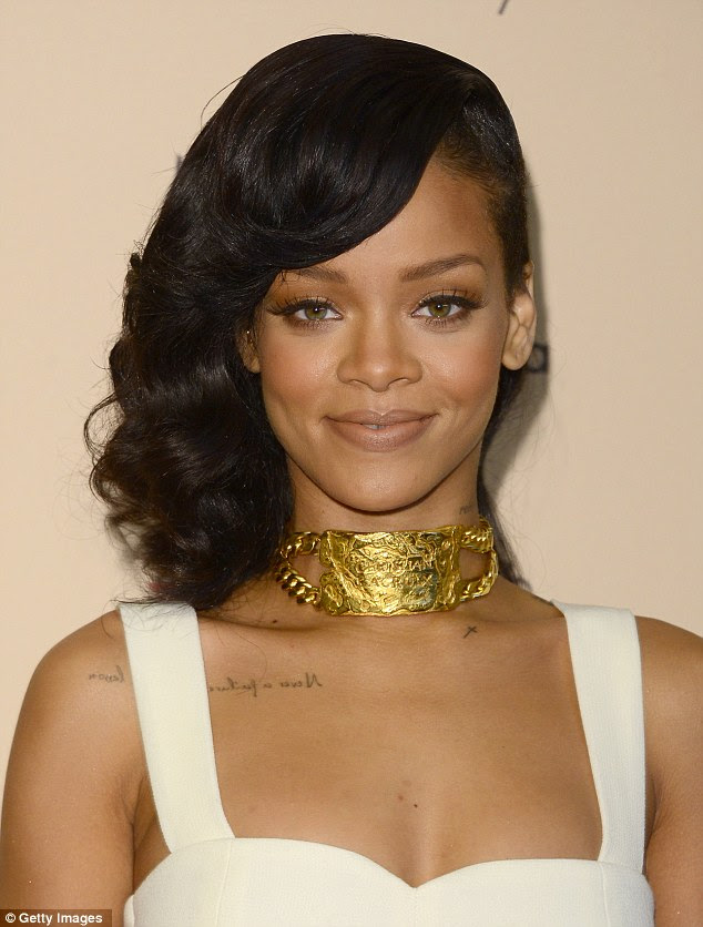 A gift: Rihanna recently posted a snap of the same necklace saying 'He told me 