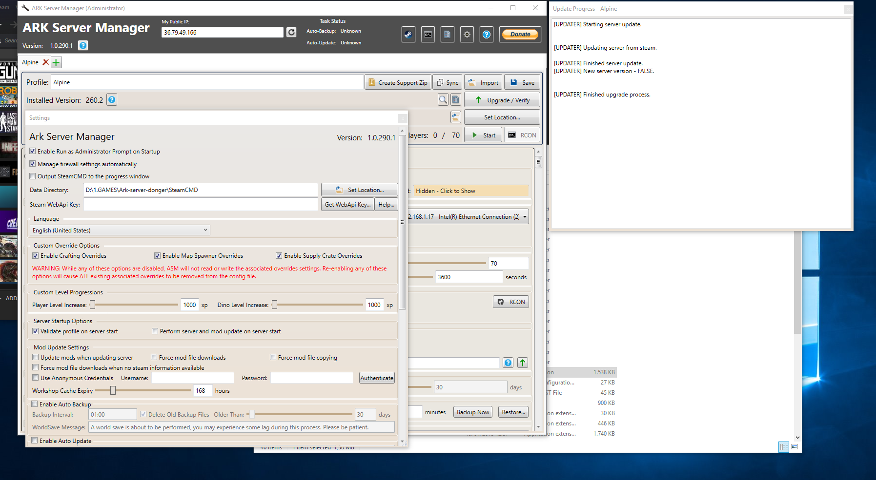 Cannot Update Server Version To 261 Ark Server Manager