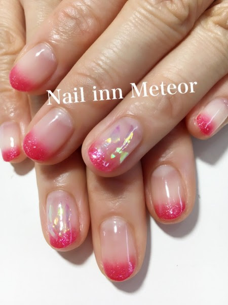 赤ラメグラデーション フィルムネイル Nail Inn Meteor 大府市のネイルサロン