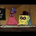 Spongebob Black Eye / takes off the sunglasses and sees spongebob's black eye .