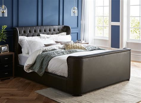 brussels black bonded leather bed frame dreams