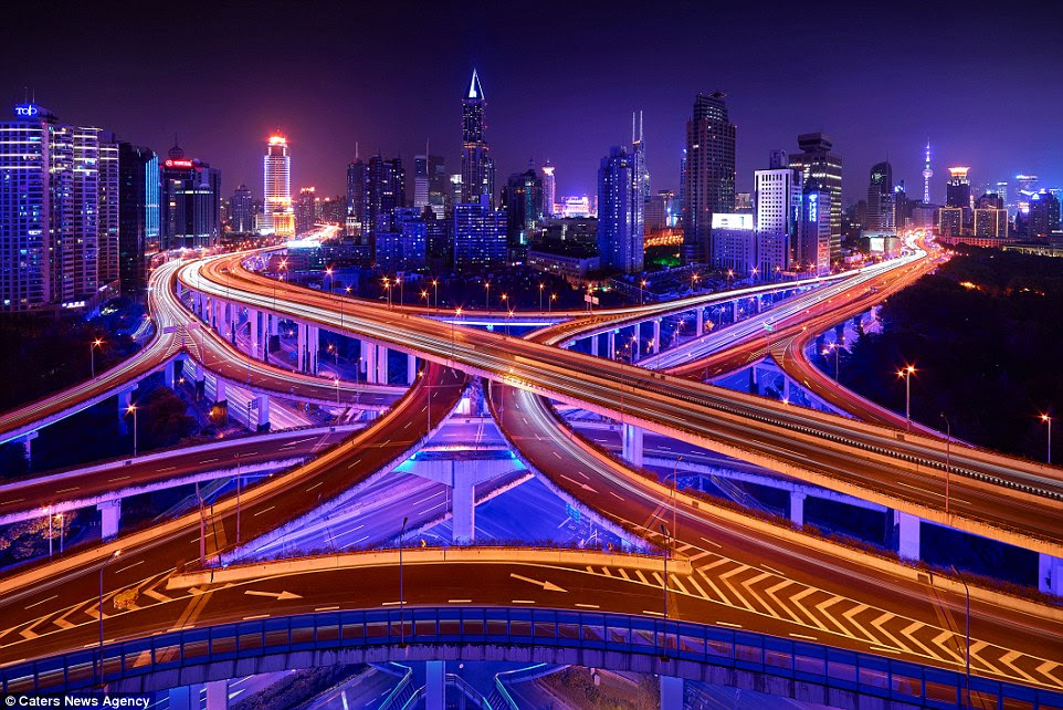 The Shanghai interchanges are mesmerising, and only at night would you ever see them this quiet