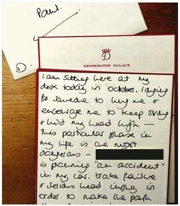 princess diana car crash photos. Diana Letter