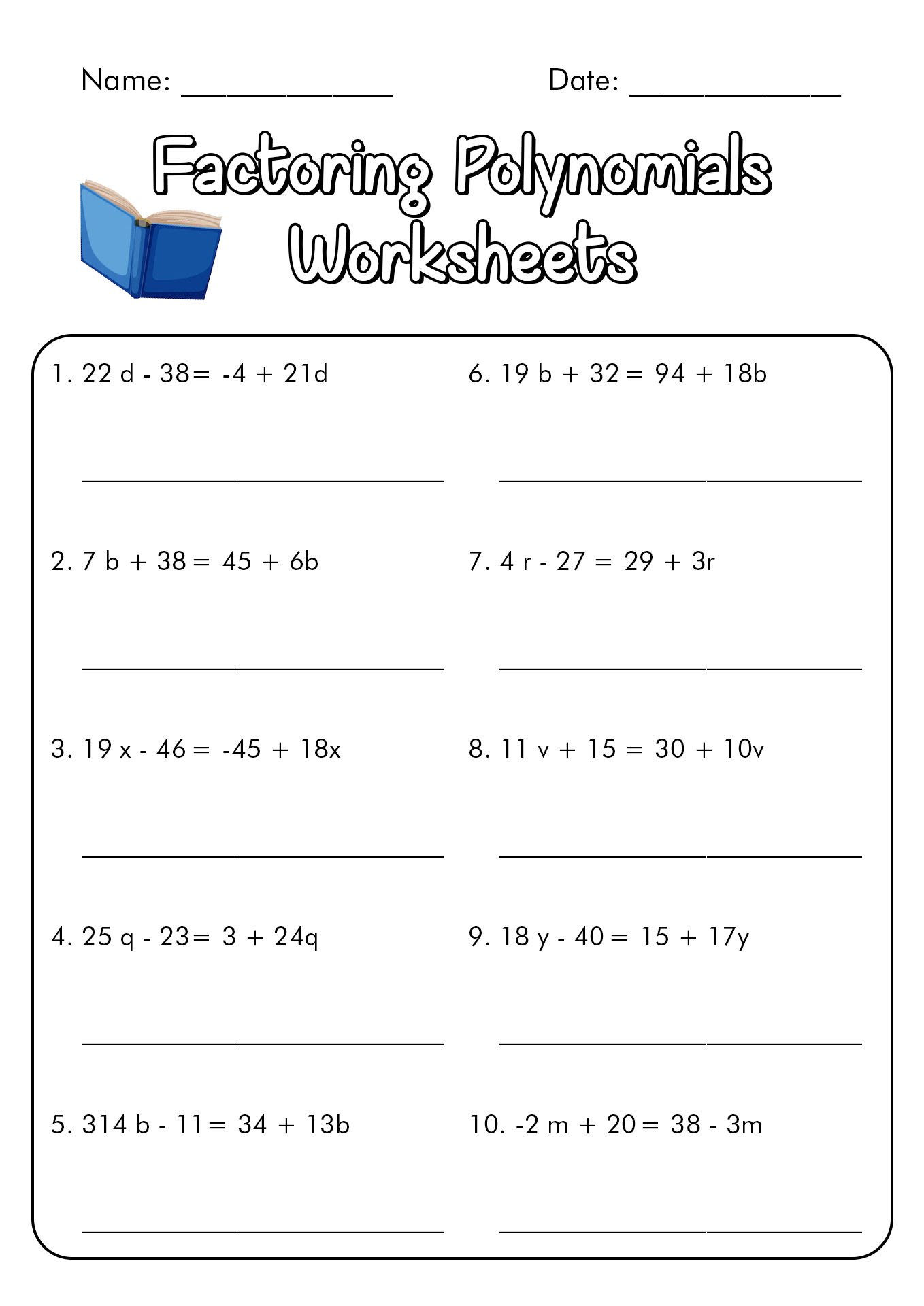 10 Best Images of Factoring Polynomials Practice Worksheet ...