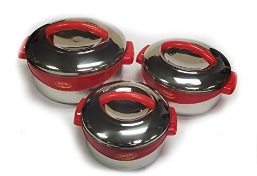 Milton Regent Hot Pot 3 piece Insulated Casserole Gift Set Keep Warm/Cold  Up, Full Stainless Steel Red