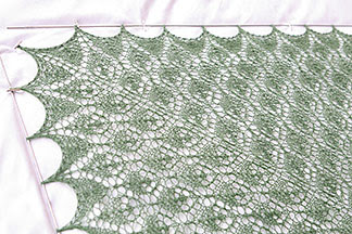 Flower Basket Shawl Blocked