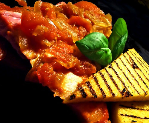 Tuna alla Siciliana with Grilled saffron polenta wedges