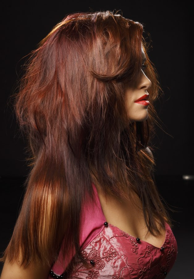 Super long breast line length hairstyle with a layered 