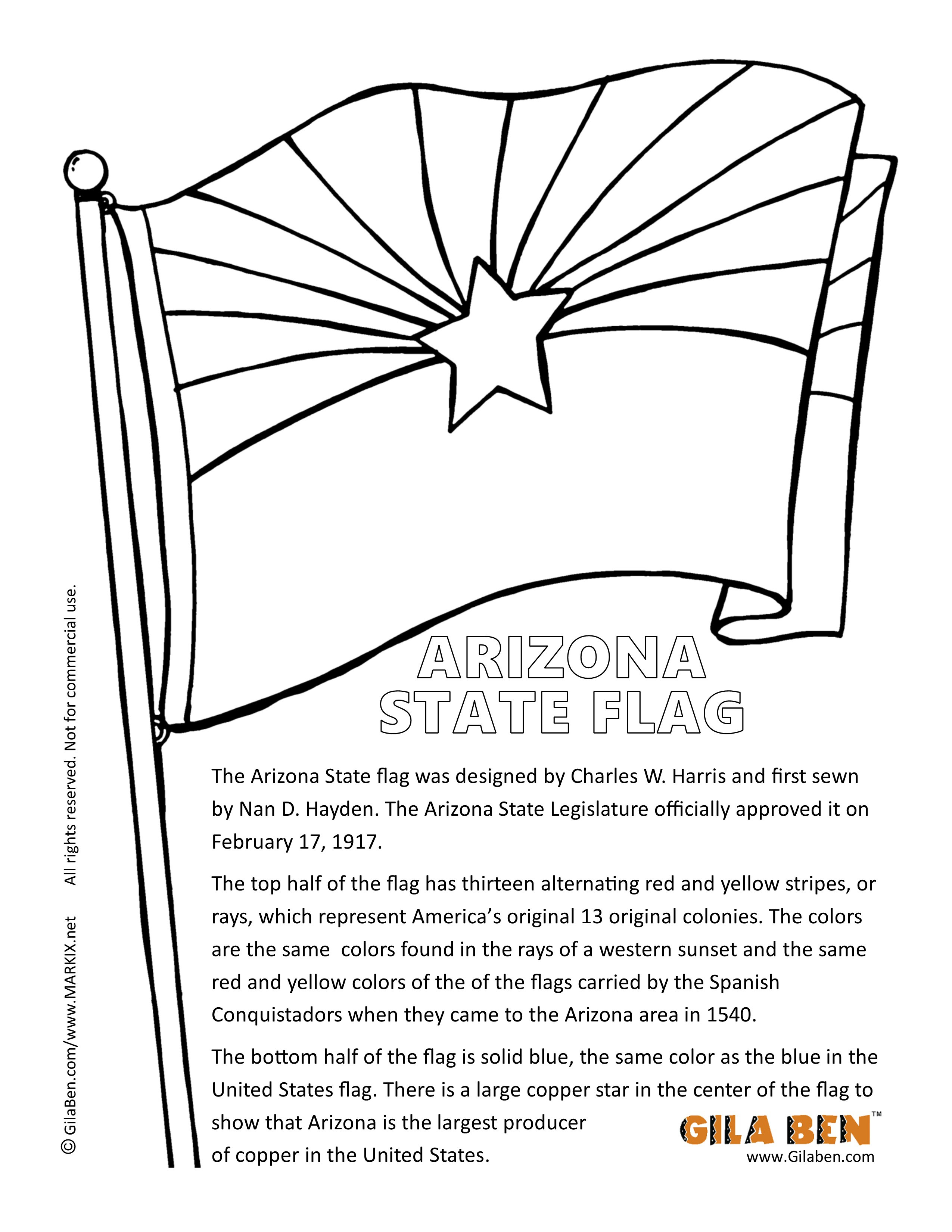 Arizona State Flag Coloring Page