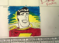Captain Marvel-head sketch on calender