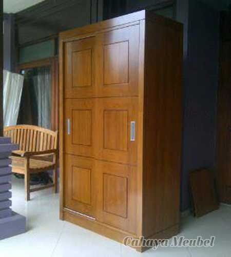  Lemari  Pakaian  2 Pintu  Geser  Jati Jepara Lemari  Pakaian  