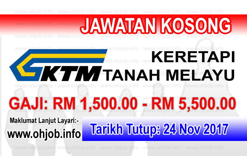 Jawatan Kerja Kosong KTMB - Keretapi Tanah Melayu Berhad logo www.ohjob.info november 2017