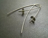 Sterling Silver Earrings - Grey Glass Disc Beads - Simple Modern Minimal Beaded Earrings - ModernChromatic