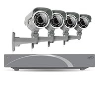SVAT 8CH Smart Security DVR with 4 Super Resolution Outdoor 100ft Night Vision Security Camera with IR Cut Filter 500 GB HDD iPhone, Android, Blackberry, iPad, PC & Mac compatible - 11030