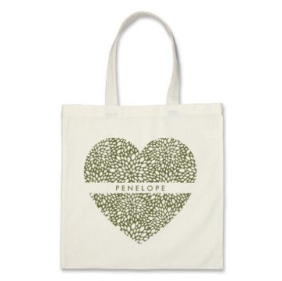 10 Bridesmaids Signature Personalized Heart Totes in Olive Green