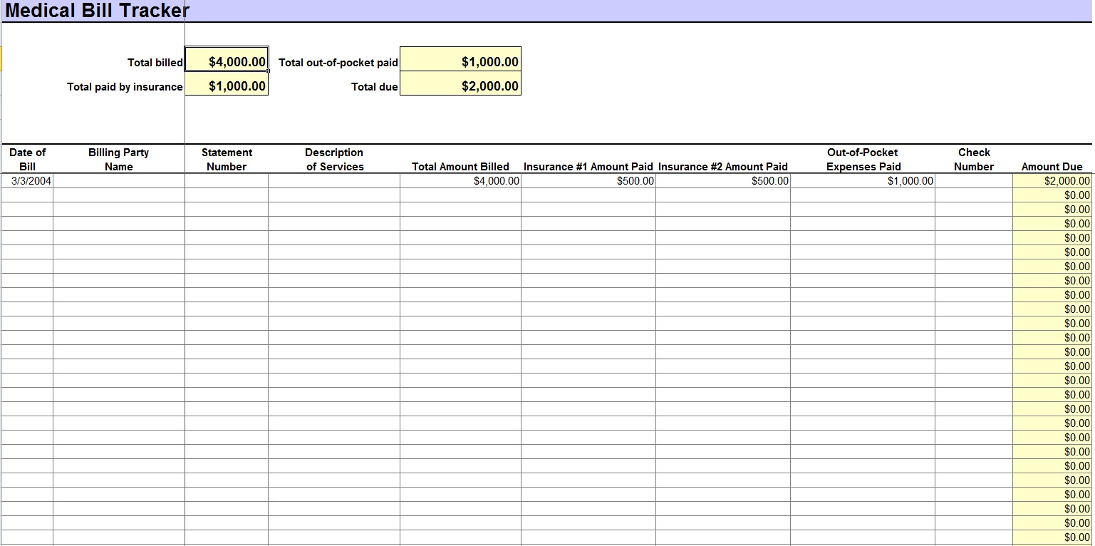 Medical Tracker Excel Template