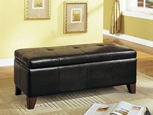 Amazon.com: Storage Bench with Wooden Legs Brown Bycast ...
