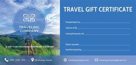  11 travel gift certificate templates free sample example format