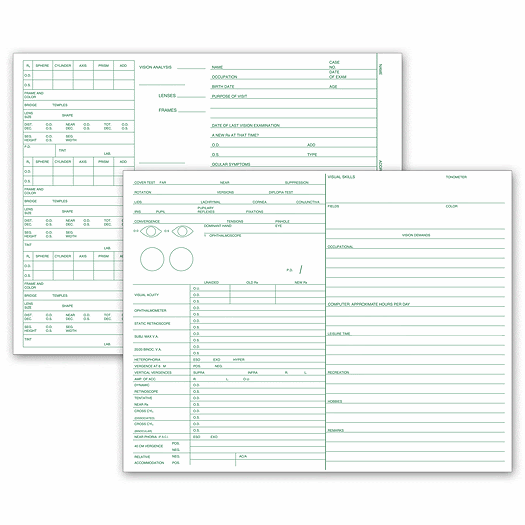 Optometry Vision Exam Analysis Records, 2 Side