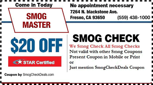 $20 Smog Coupon - Smog Check Fresno, Clovis