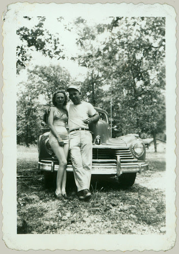 posing at the car