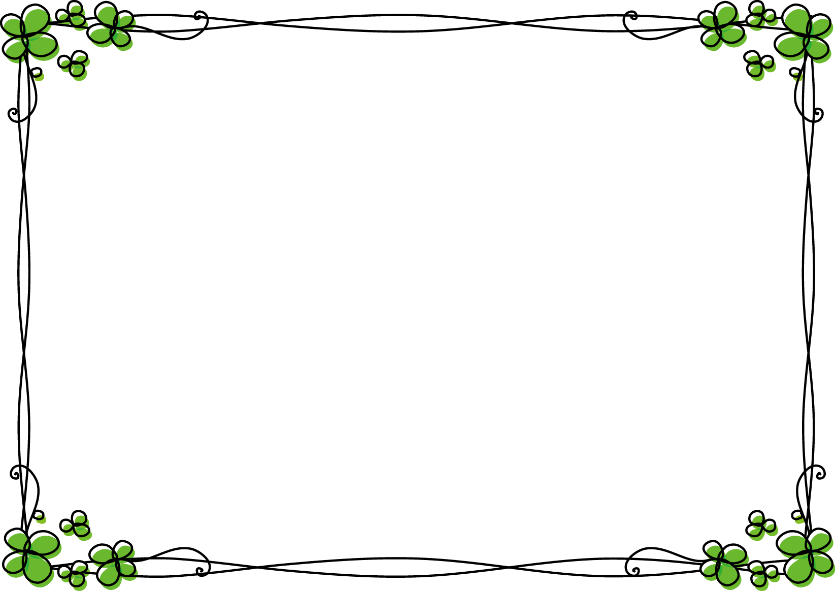 枠 飾り枠 飾り罫 飾り線 クローバーおしゃれなデザイン 無料イラスト素材