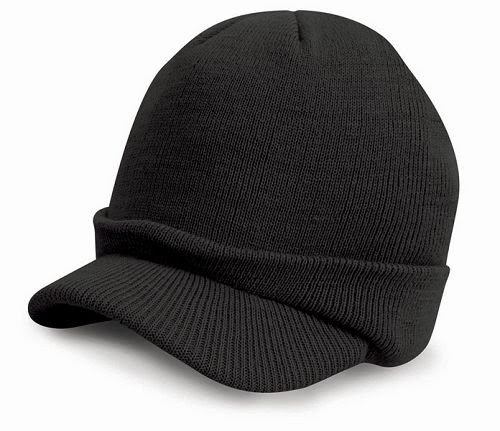  Result - Bonnet casquette visière RC60 - laine - mixte adulte - coloris noir