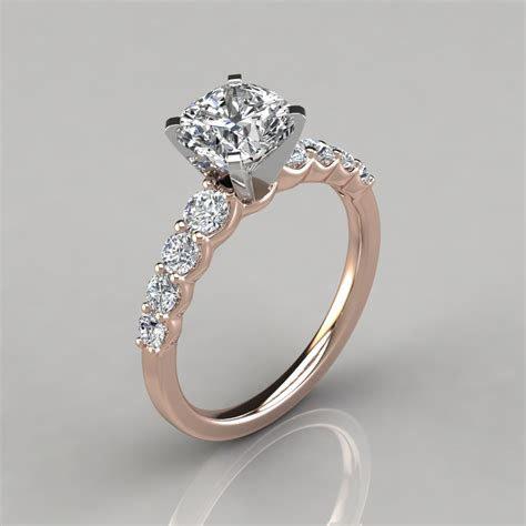 graduated side stone cushion cut engagement ring