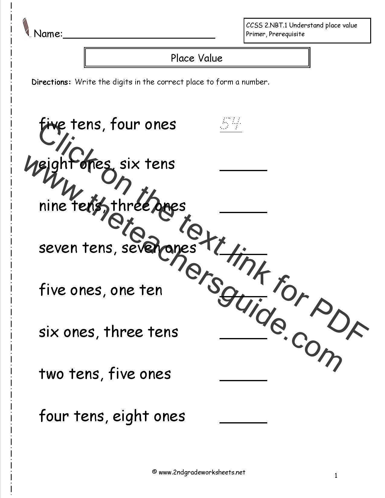 Ones Tens Hundreds Worksheet - Promotiontablecovers