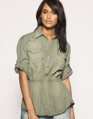 Mango Military Ruch Waist Oversize Shirt - Military Trend 