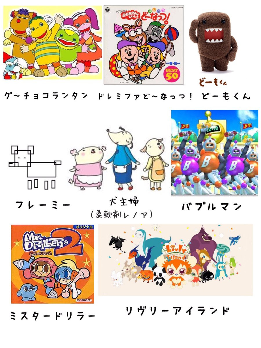 どのキャラが好きだった 平成に登場したキャラクターたちをまとめた画像が 懐かしすぎる と話題に にじめん