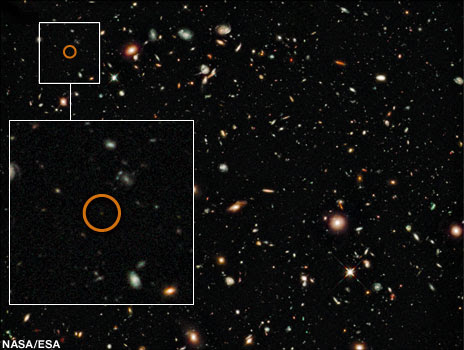 Hubble Ultra Deep Field with UDFy-38135539 inset (Nasa/Esa)