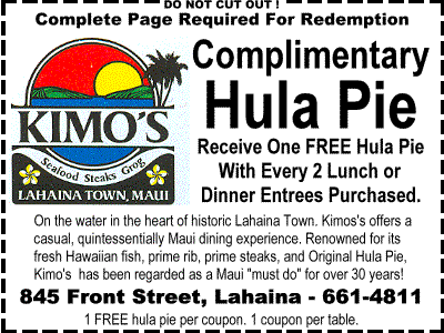Kimo's Restaurant - Discount Coupon - Maui Leisure Guide