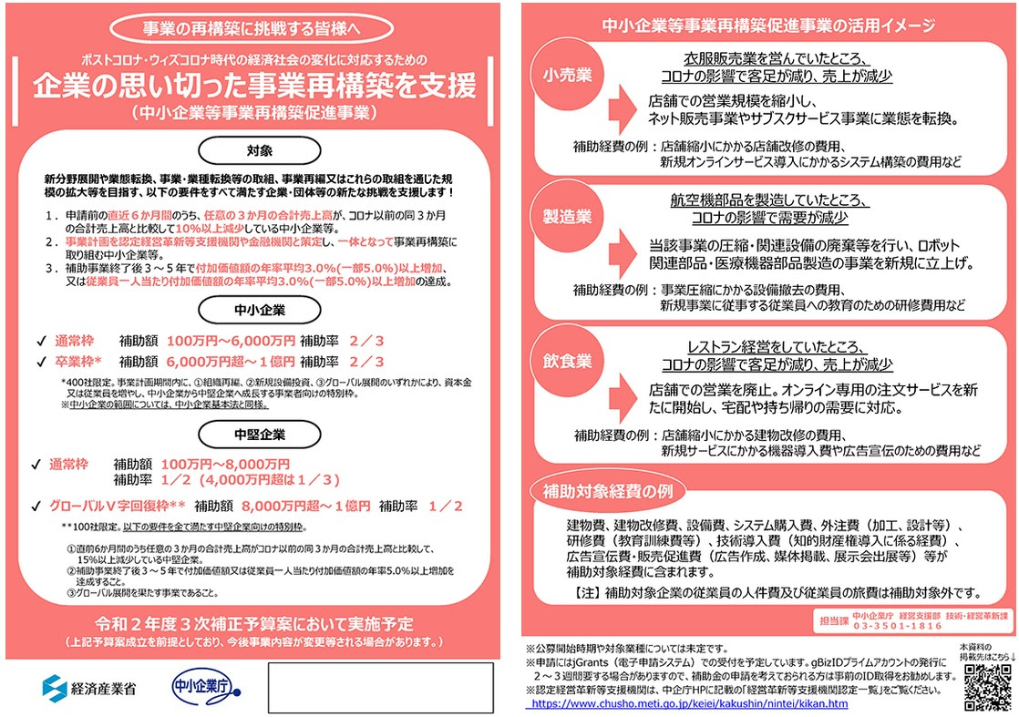 経済産業省 事業再構築補助金について 青森県中小企業団体中央会