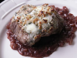 Blue Cheese Crusted Filet Mignon With Port Wine Sauce. Photo by JanuaryBride