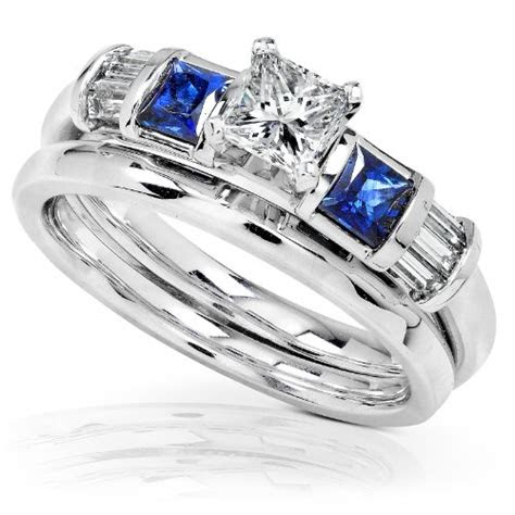 bridal ring sets  carat blue sapphire diamond
