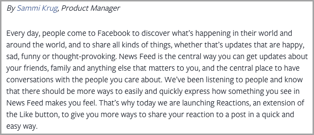 Sammi krug product manager for facebook reactions