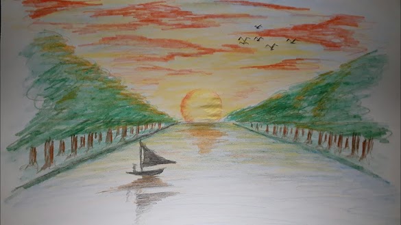 Cara Menggambar Pemandangan - cara menggambar pemandangan sore JEMBATAN DAN DANAU Untuk ... - Gambarlah lambung perahu layar dengan persegi panjang panjang yang memiliki ujung.