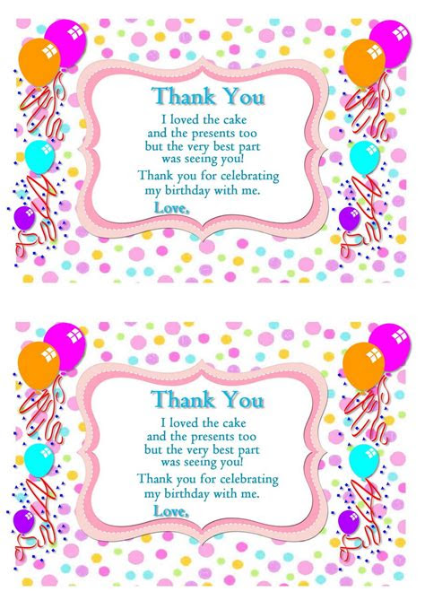  birthday thank you cards birthday printable