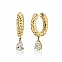 Olivia Wilde wearing Anita Ko Jewelry Small Zoe Huggies with Pear Diamond Drops