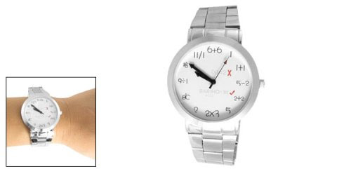 Como Men Silver Tone Watch White Round Dial Quartz Wristwatch
