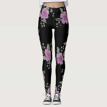Stylish Leggings With Muted Pink Floral Pattern