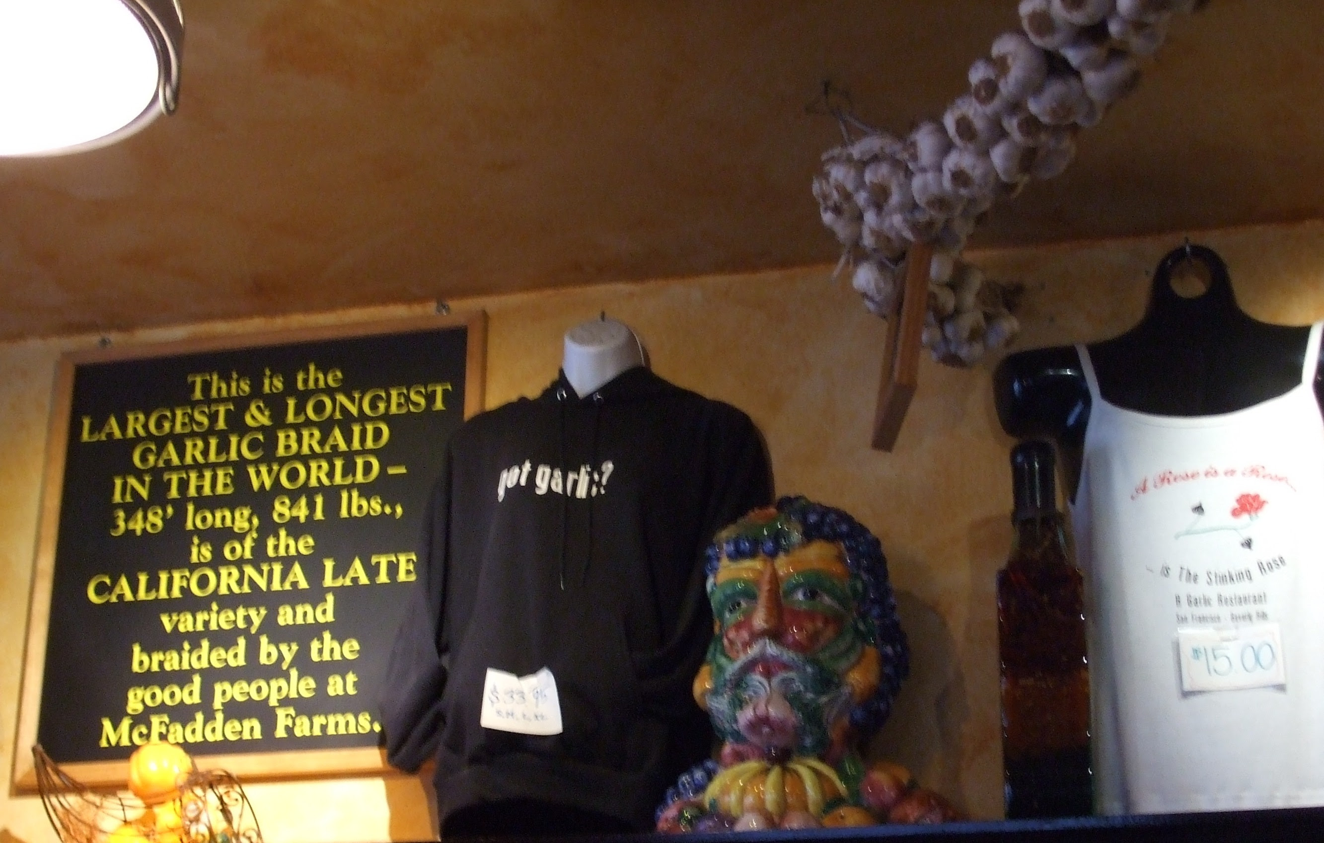 Merchandise from The Stinking Rose Restaurant, San Francisco
