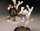 Art Glass  Sea Turtle sculpture swimming in Coral - Glassnfire