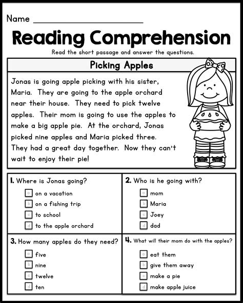 simple sentences reading comprehension kindergarten and grade 1
