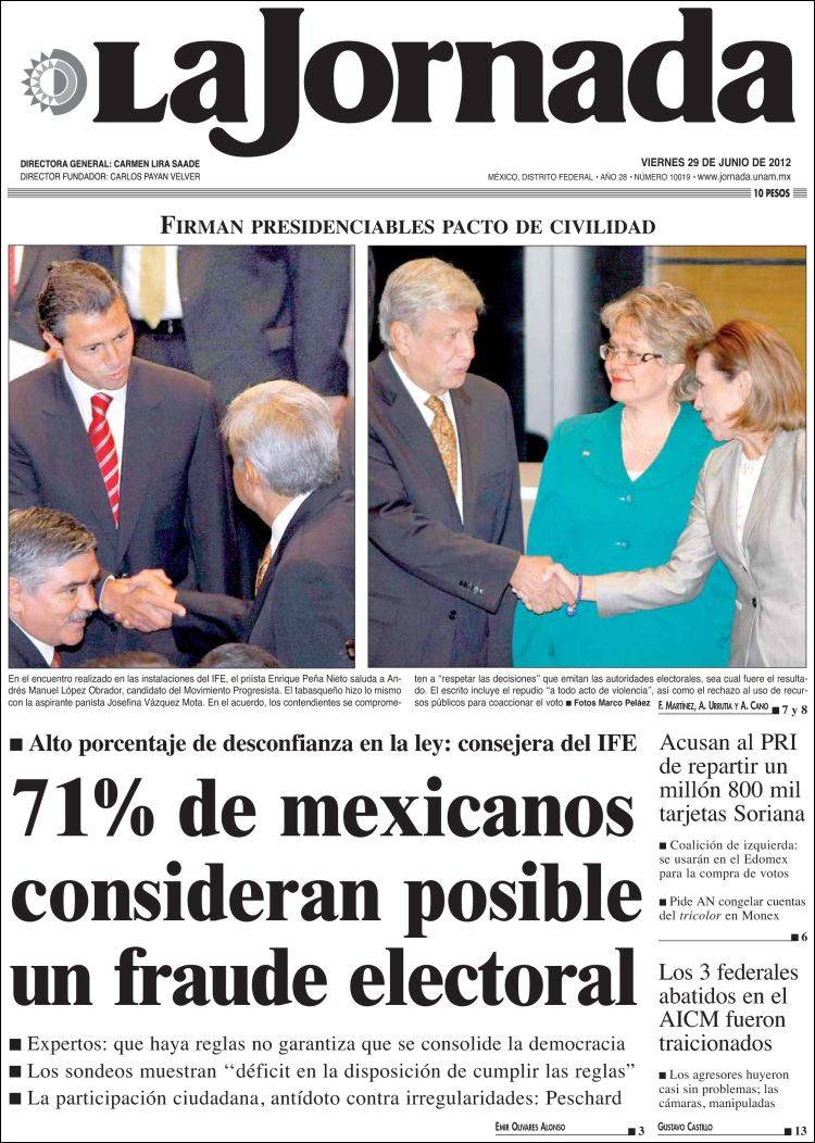 Periódico La Jornada (México). Periódicos de México ...