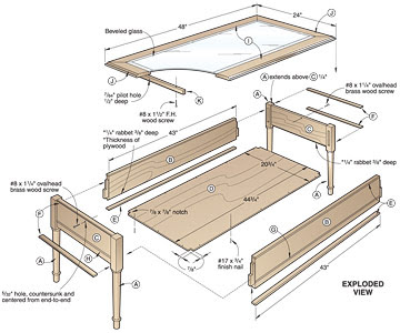 Glass-Topped Coffee Table Woodworking Plan