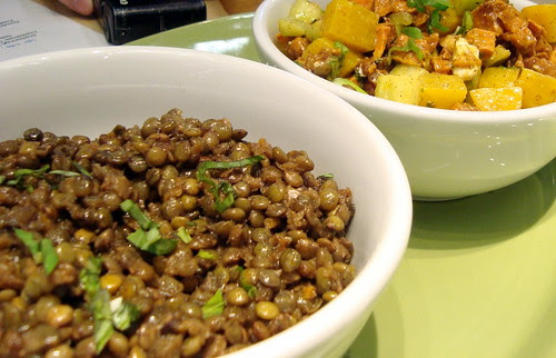 Green Lentils & Beets-Yam-Walnut-Goat Cheese Salads