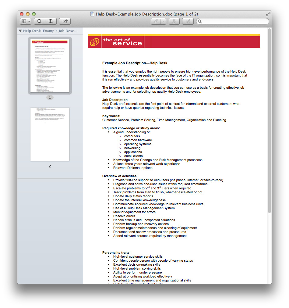 Help Desk-Example Job Description.doc.png (949×1010) | Help desk, Job description, Cloud computing